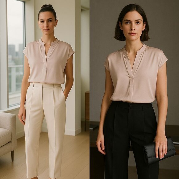 Vince Women’s Silk Blouse Blush Pink Small Quiet Luxury Workwear Minimalist - Picture 1 of 11